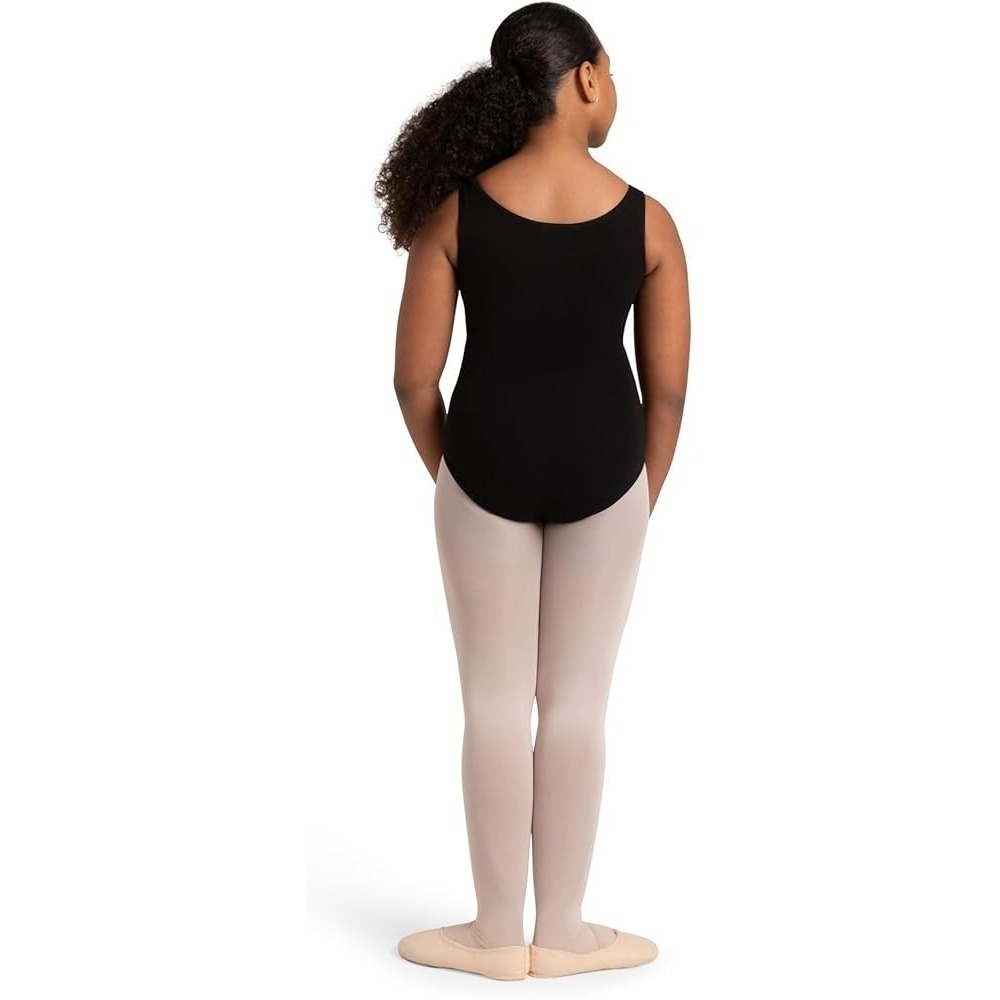 Capezio Leotard Girls Small Black Tank Ballet Legline Dancewear Sleeveless - Picture 2 of 2